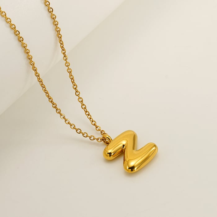 1 piece simple series daily letter titanium steel  gold plated unisex pendant necklaces