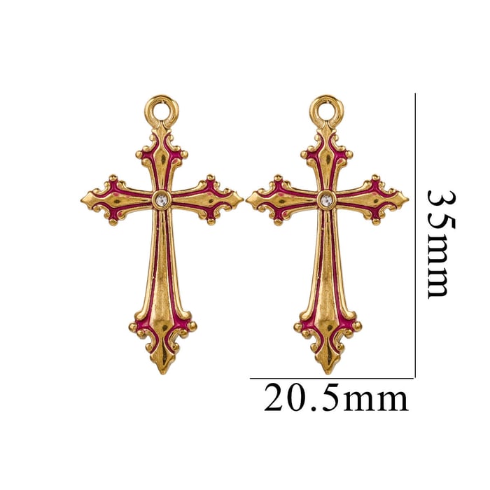 1 pair classic series retro cross  gold plated women pendants
