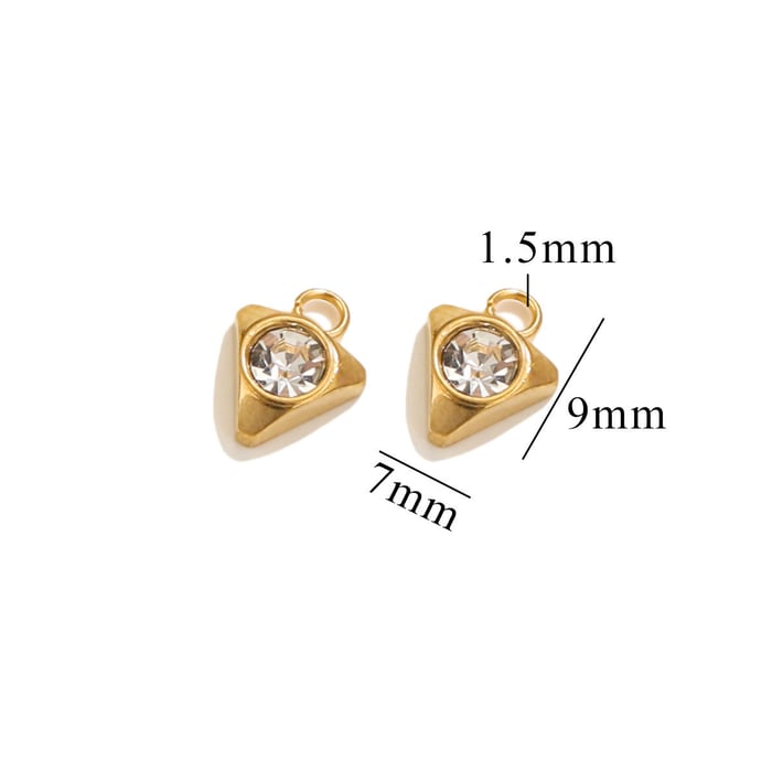 1 paio di pendenti da donna con zirconi placcati in oro , serie semplice, cuore semplice