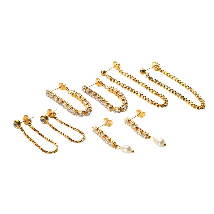 1 Paar exquisite und modische Quastenohrringe aus 18 Karat vergoldetem Edelstahl mit Diamanten und Perlen für Damen zum täglichen Tragen 