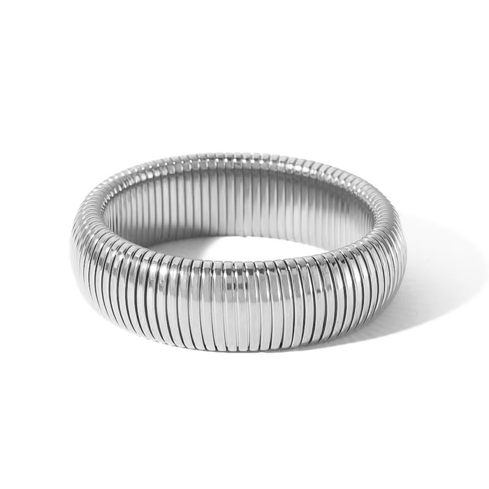1 pezzo di braccialetto elastico in acciaio inossidabile placcato oro 18k in stile europeo e americano per gioielli da donna da indossare ogni giorno
