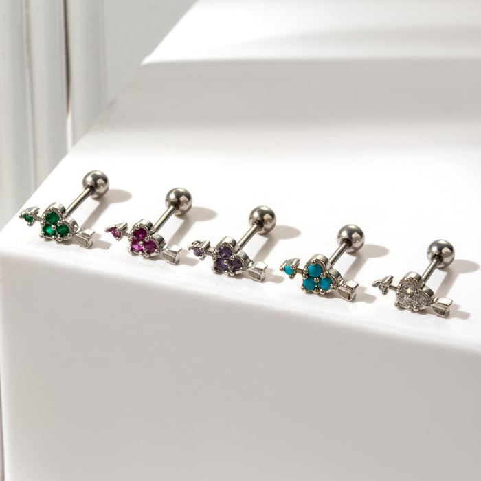 1 Piece Simple Series Classic Heart Titanium Steel No Plating Material Zircon Women Stud Earrings