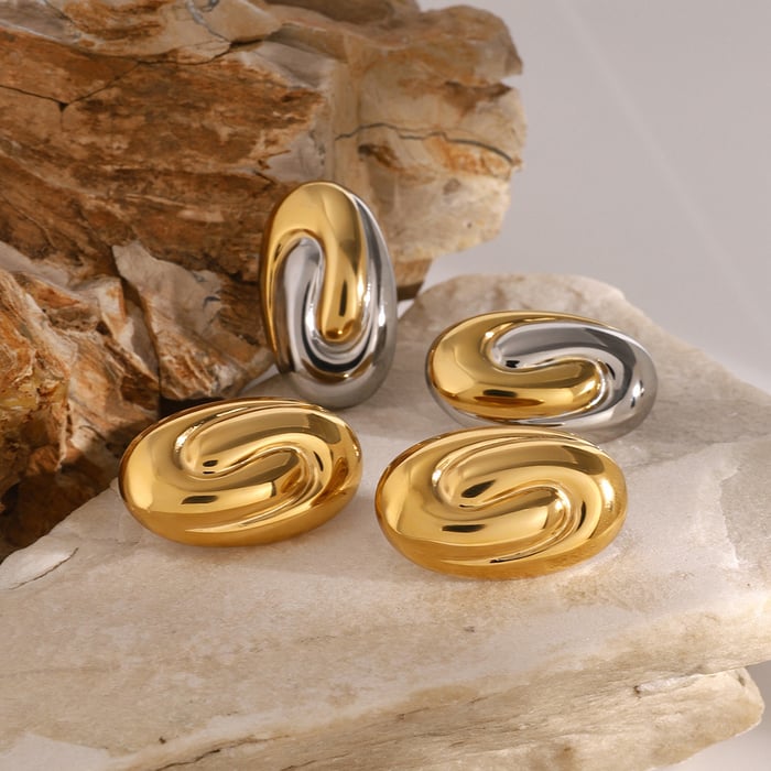 1 pair simple series simple geometric stainless steel  gold plated women stud earrings
