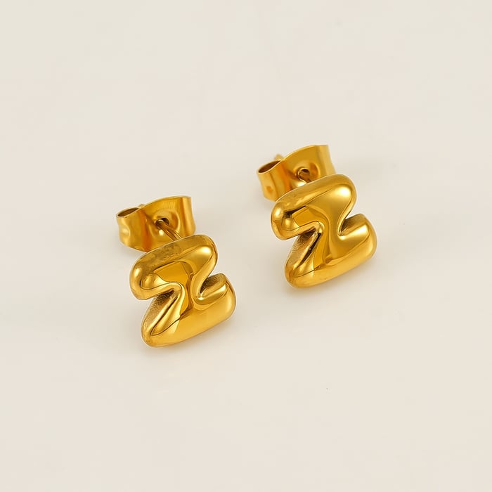 1 pair simple series elegant letter titanium steel  gold plated women stud earrings