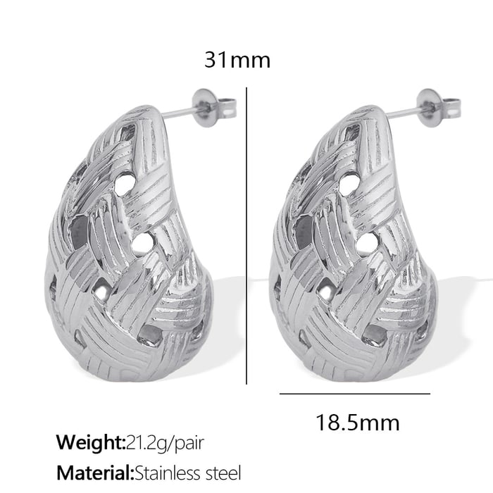 1 pair simple series simple droplet stainless steel  gold plated women stud earrings