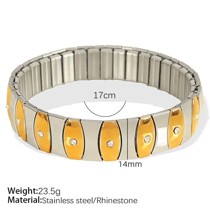 1 Stück Simple Series Punk Patchwork Edelstahl 18 Karat vergoldet Damen Kettenarmbänder 