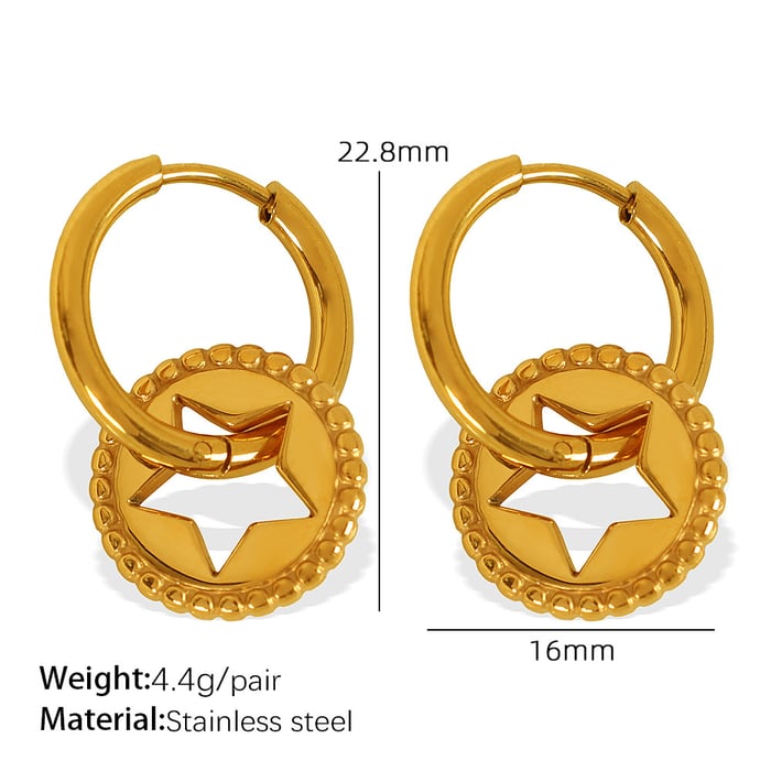 1 Paar Simple Series Simple Heart Edelstahl 18 Karat vergoldete Damen-Tropfenohrringe 