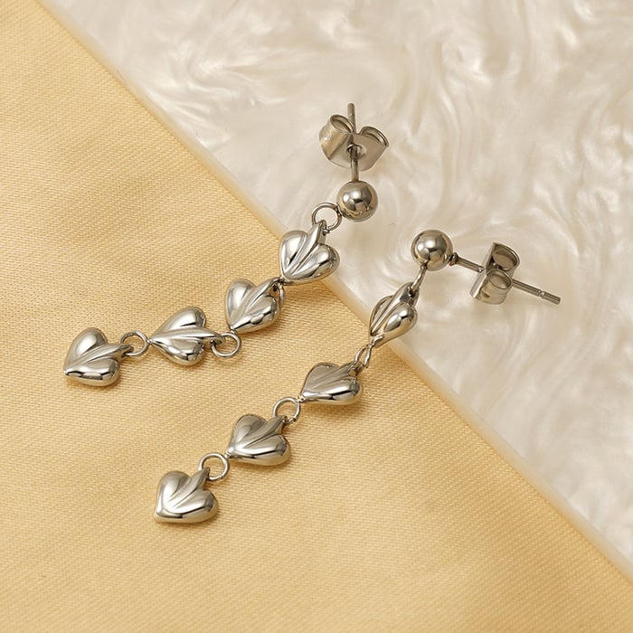 1 pair simple series classic tassel stainless steel  gold plated women drop earrings