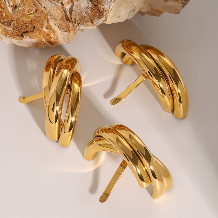 1 pair simple series  style geometric stainless steel  gold plated women hair clips