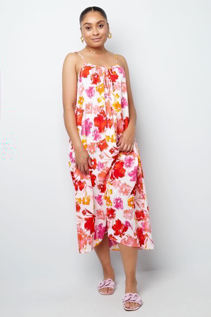 Kleid Blumendruck - rosa/orange Bild3