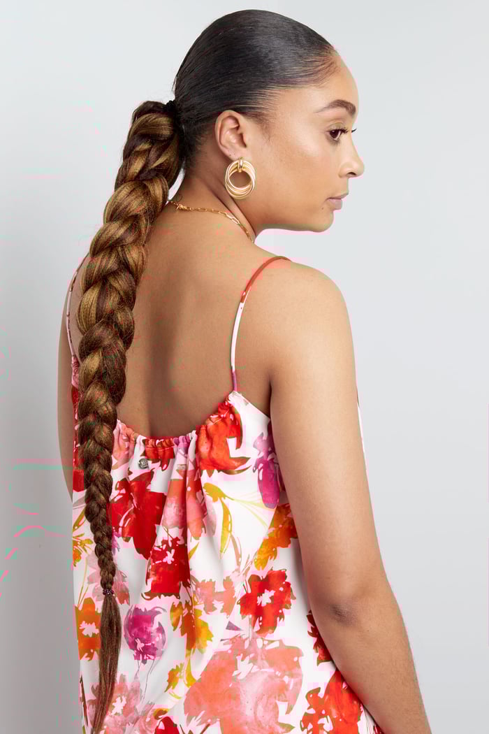 Kleid Blumendruck - rosa/orange Bild6