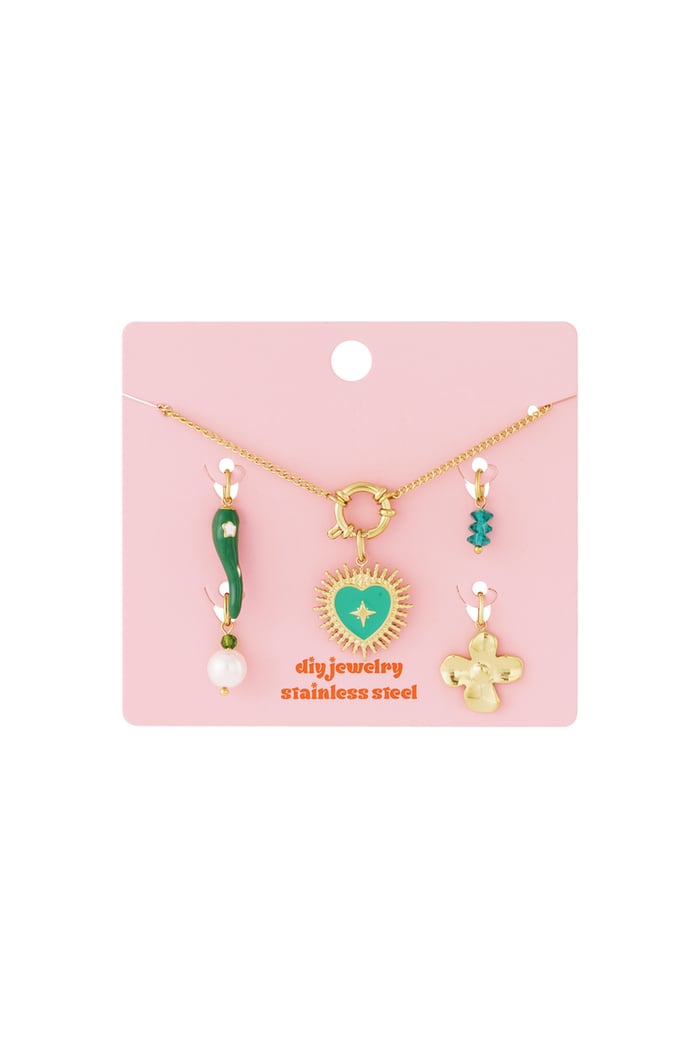 Green heart DIY necklace Picture4