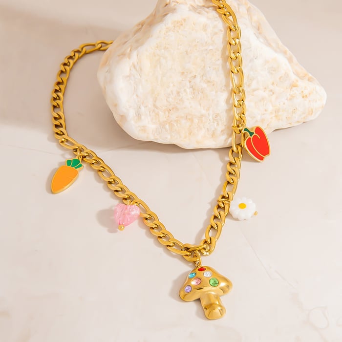 Cute Fruit Stainless Steel Gold Color Pendant Necklaces h5Picture5
