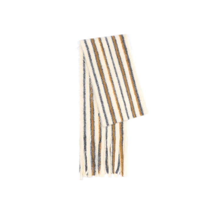1 Piece Wool & Polyester Tassel Color-blocked Striated Winter Scarf Picture7