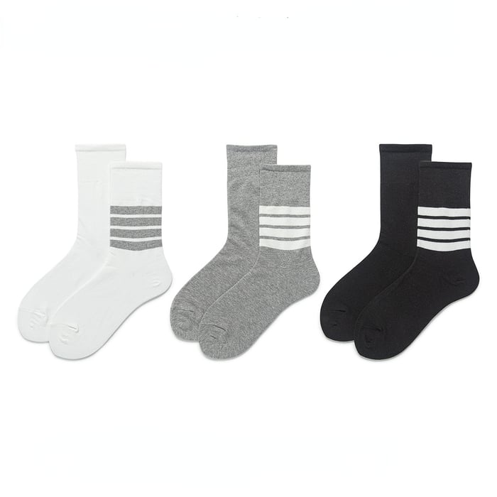 1 Pair Of Sports Striped Cotton Women's Mid Calf Socks Picture3