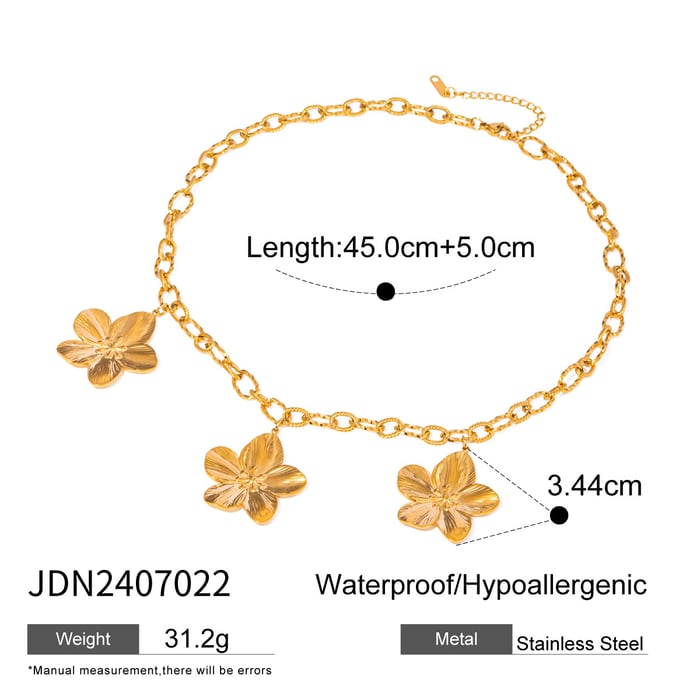 1 piece simple series  style flower stainless steel  gold plated women pendant necklaces h5Picture2
