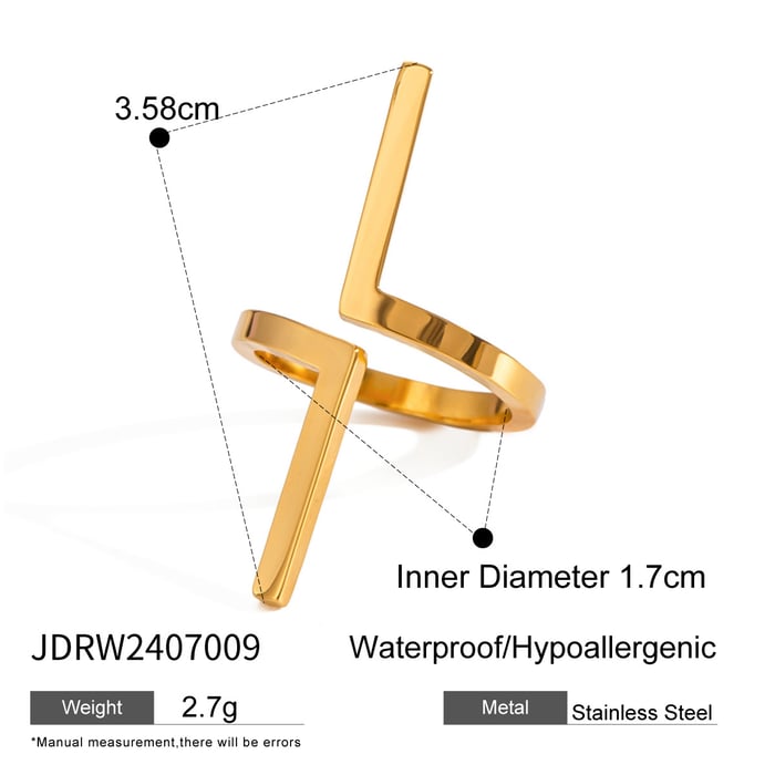 1 Piece Simple Style Geometric Stainless Steel Gold Plated Women's Adjustable Rings h5Picture2