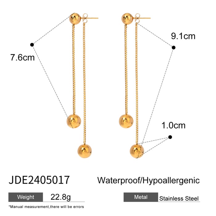 1 pair retro simple style tassel shape stainless steel  gold plated women's drop earrings h5Picture2