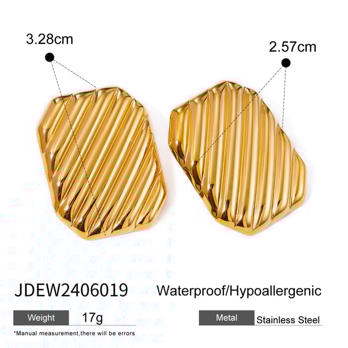 1 pair simple style square shape stainless steel  gold plated women's stud earrings h5Picture2