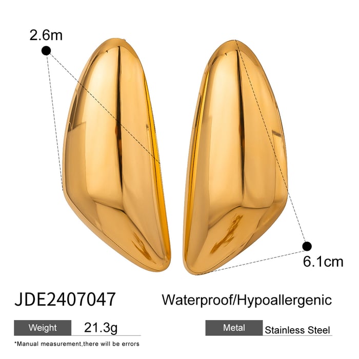 1 Paar Simple Series Simple Droplet Edelstahl 18 Karat vergoldete Damen-Ohrstecker h5Bild2