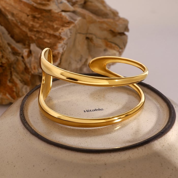 1 stuk eenvoudige serie eenvoudige effen kleur roestvrij staal vergulde damesarmbanden