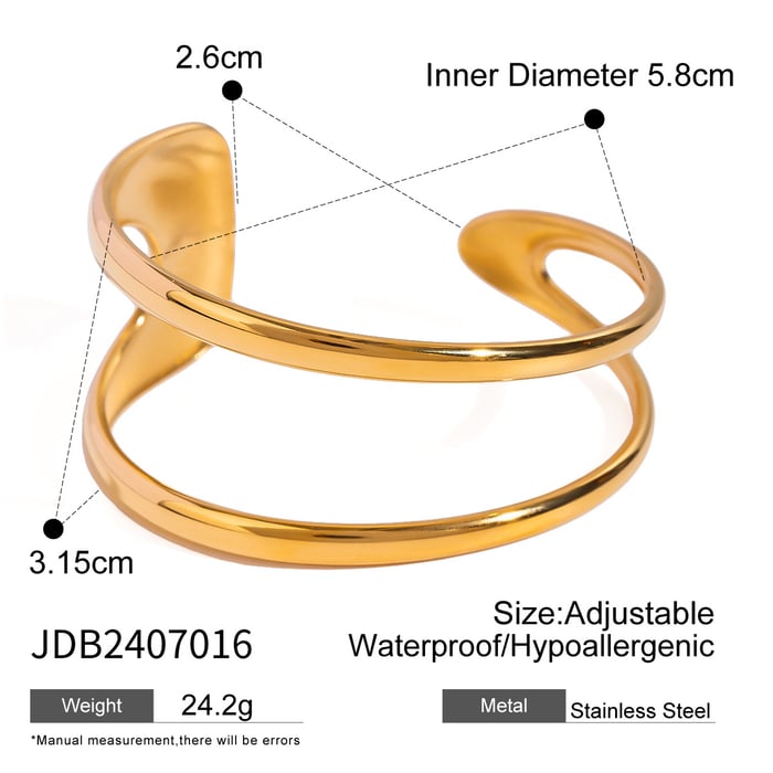 1 stuk eenvoudige serie eenvoudige effen kleur roestvrij staal vergulde damesarmbanden h5Afbeelding2