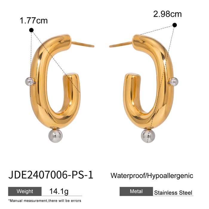 1 pair simple series  style geometric stainless steel  gold plated artificial pearl women hoop earrings h5Picture2