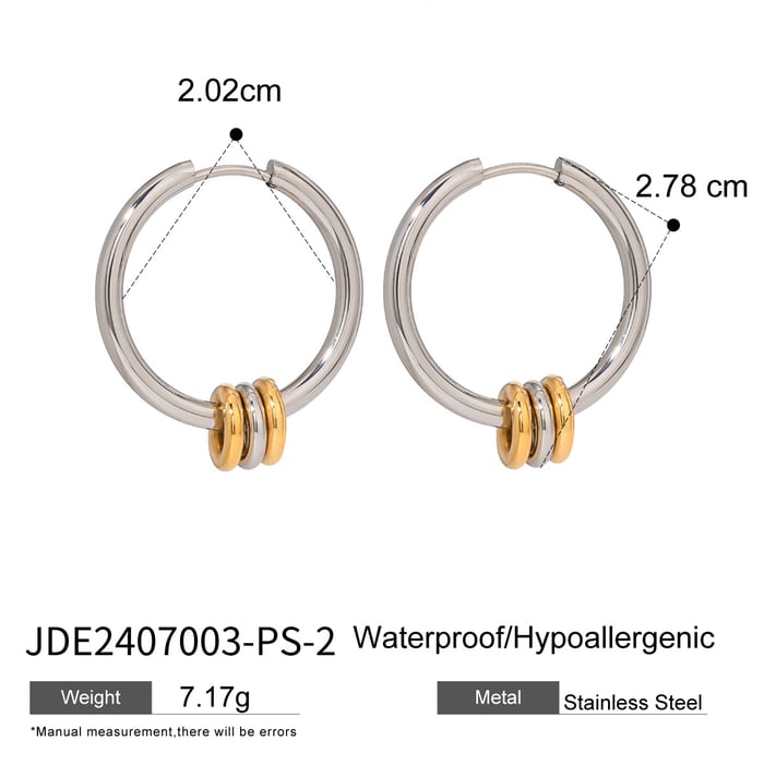 1 paar simple series stijl geometrische roestvrijstalen vergulde dames hoepeloorbellen h5Afbeelding2