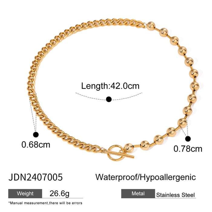 1 piece simple series  style beads stainless steel  gold plated women pendant necklaces h5Picture2
