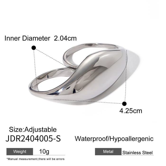 1 Stück geometrischer Edelstahl vergoldeter verstellbarer Damenring h5Bild2