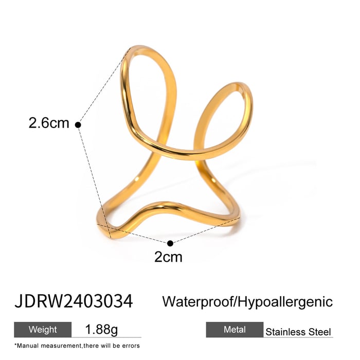 1 pair simple series simple line stainless steel  gold plated women adjustable rings h5Picture2
