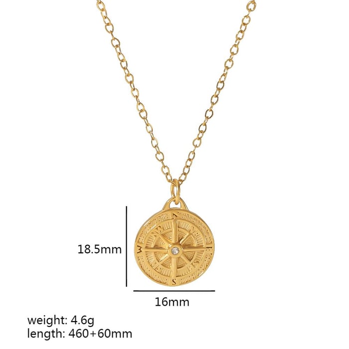 1 piece of personalized fashion  gold-plated stainless steel hammered eight-pointed star zircon eye pendant necklace for women's jewelry for daily wear Picture2