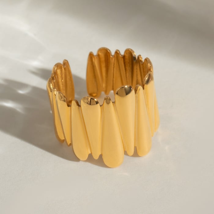 1 Piece Retro Stainless Steel Gold Colored Statement Ring
