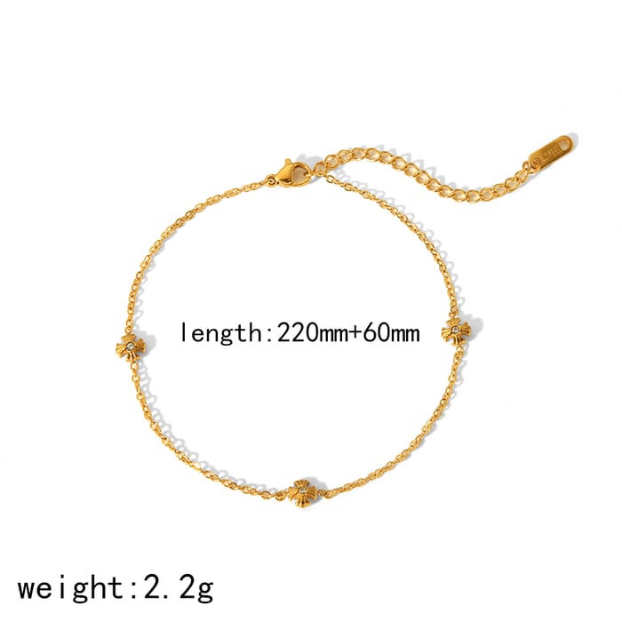 1 piece of exquisite and fashionable  gold-plated stainless steel zircon rose anklet for women for daily wear Picture2