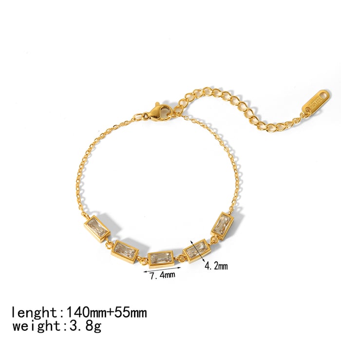 1 simple and stylish  gold-plated stainless steel geometric square heart-shaped diamond bracelet suitable for women's daily wear Picture2