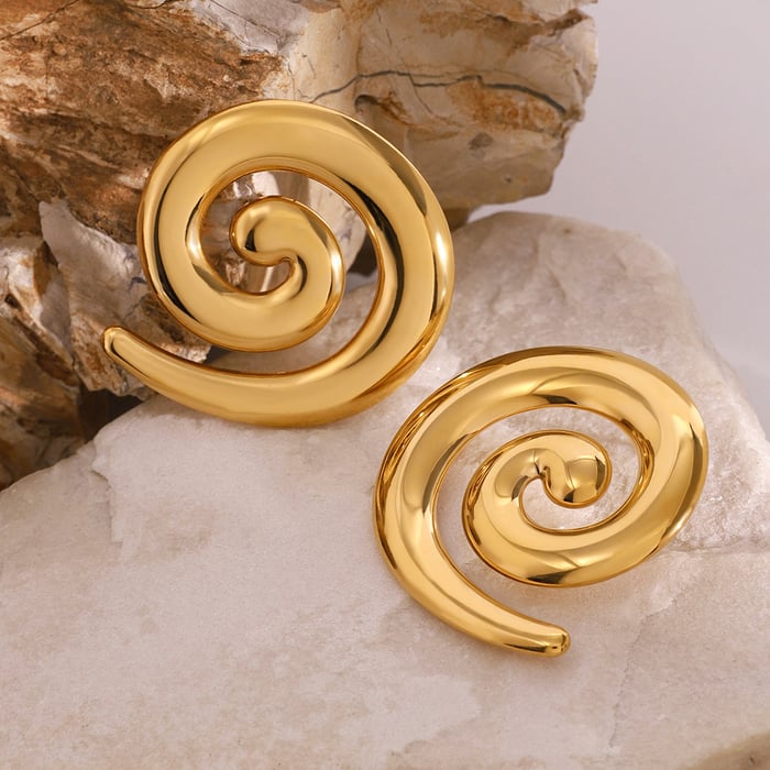 1 pair simple series casual geometric stainless steel  gold plated women stud earrings