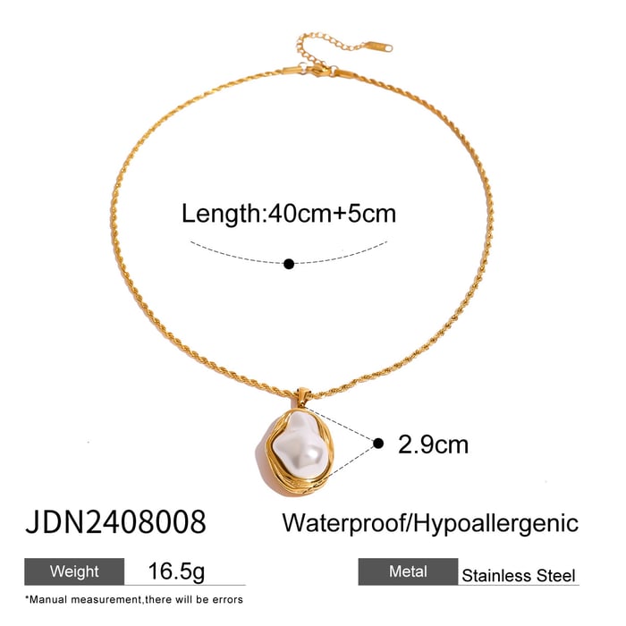 1 piece classic series elegant geometric stainless steel  gold plated shell women pendant necklaces h5Picture2