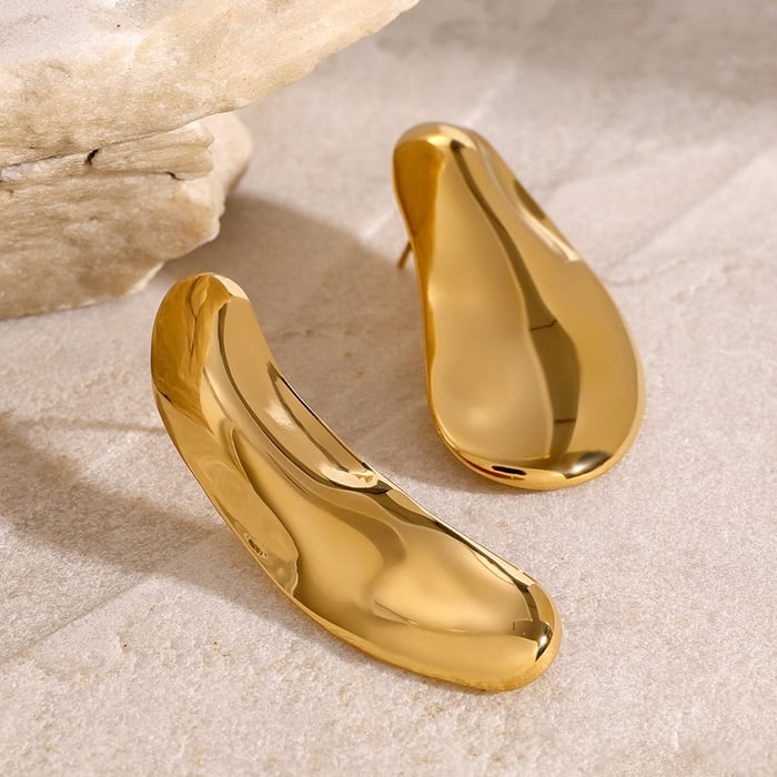 1 pair simple series simple solid color stainless steel  gold plated women stud earrings
