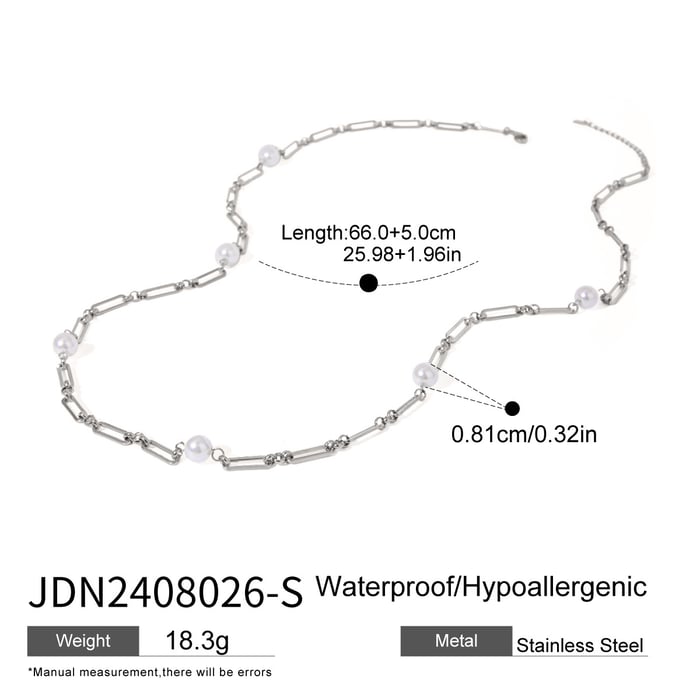 1 piece simple series elegant geometric stainless steel  gold plated artificial pearl women chain necklaces h5Picture2