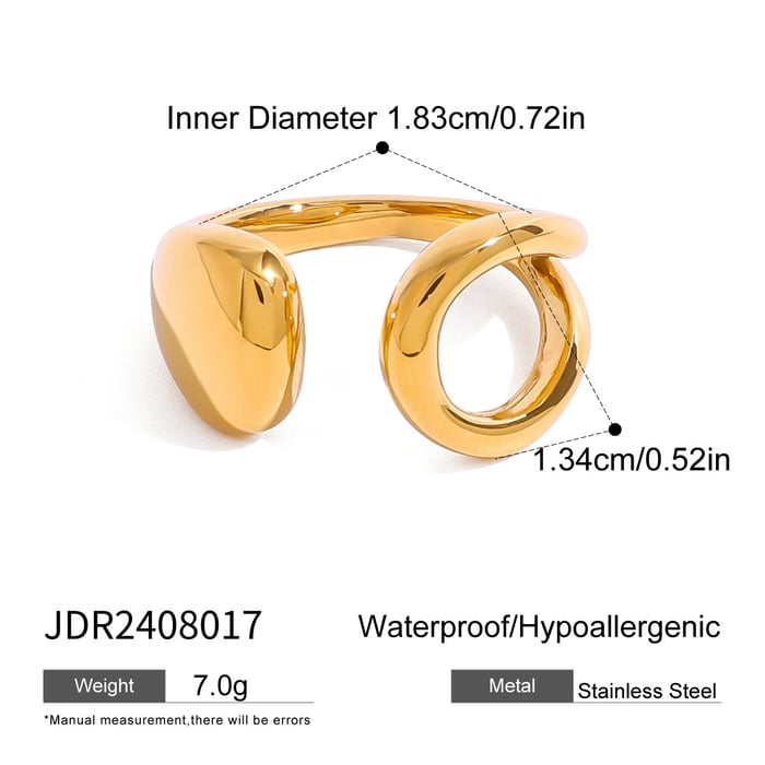 1 Stück einfarbiger minimalistischer Ring aus Edelstahl in Goldfarbe h5Bild2
