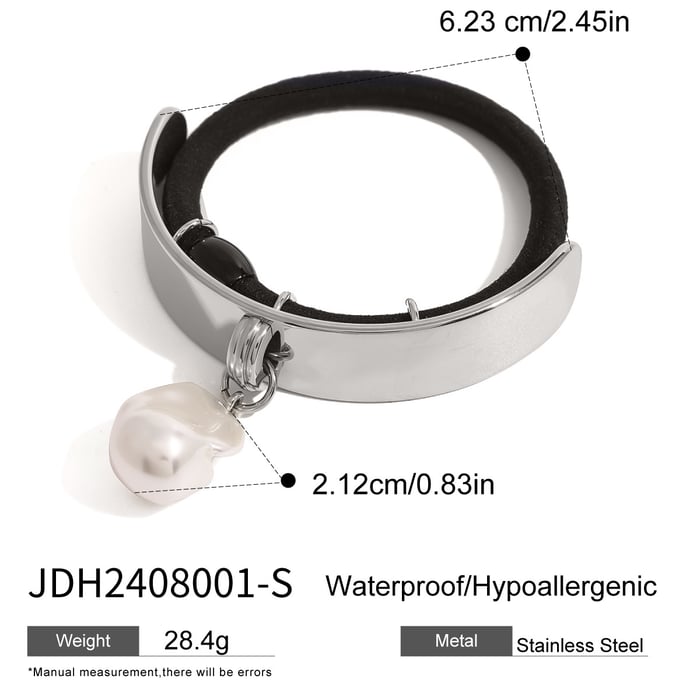 1 pair simple series elegant geometric stainless steel  gold plated artificial pearl women hair bobbles Picture2