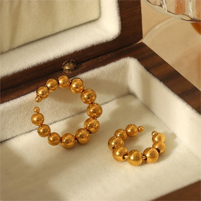 1 paar simple series  style perlen edelstahl 18 karat vergoldet damen clip-on ohrringe 