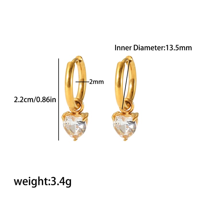 1 pair simple series daily geometric  gold plated zircon women drop earrings Picture2