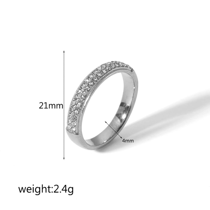 1 simple and stylish  gold-plated stainless steel full diamond ring for women's daily wear h5Picture2