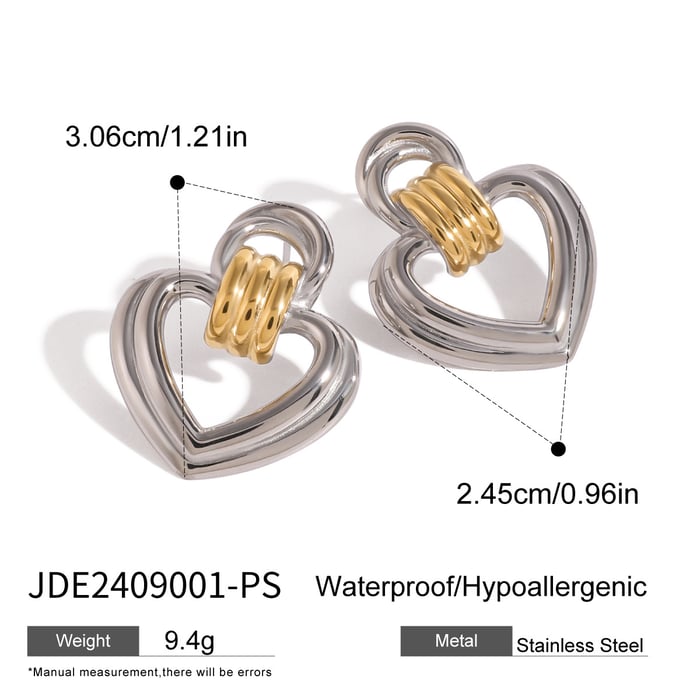 1 Paar Simple Series Sweet Heart Edelstahl 18 Karat vergoldete Damen-Ohrstecker h5Bild2
