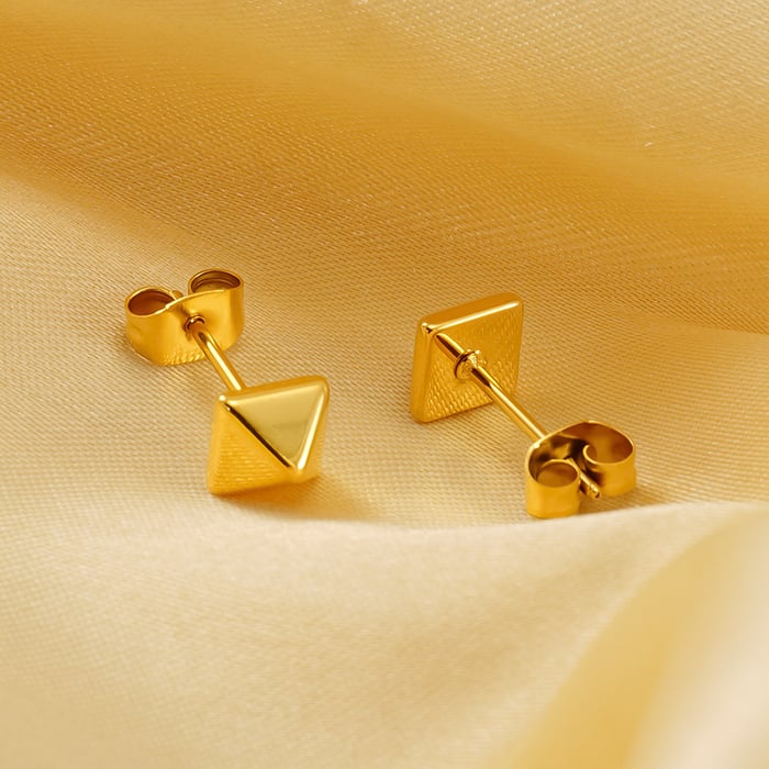 1 pair simple series simple titanium steel  gold plated women stud earrings