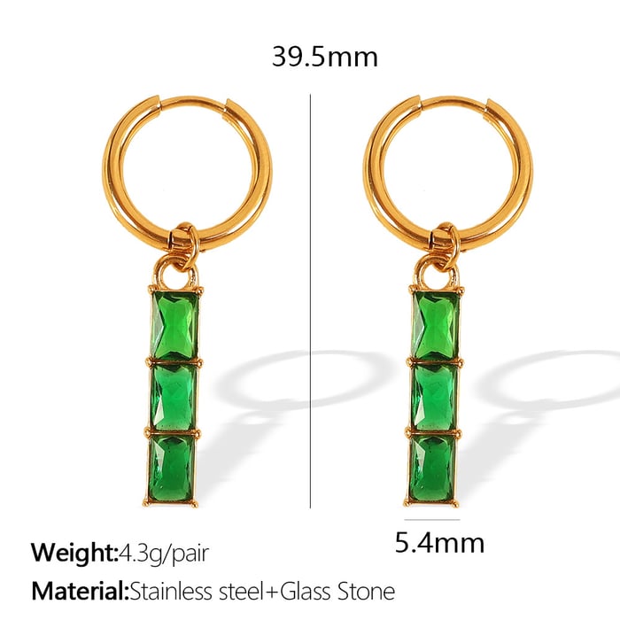 1 pair simple series classic geometric titanium steel  gold plated zircon women drop earrings Picture2