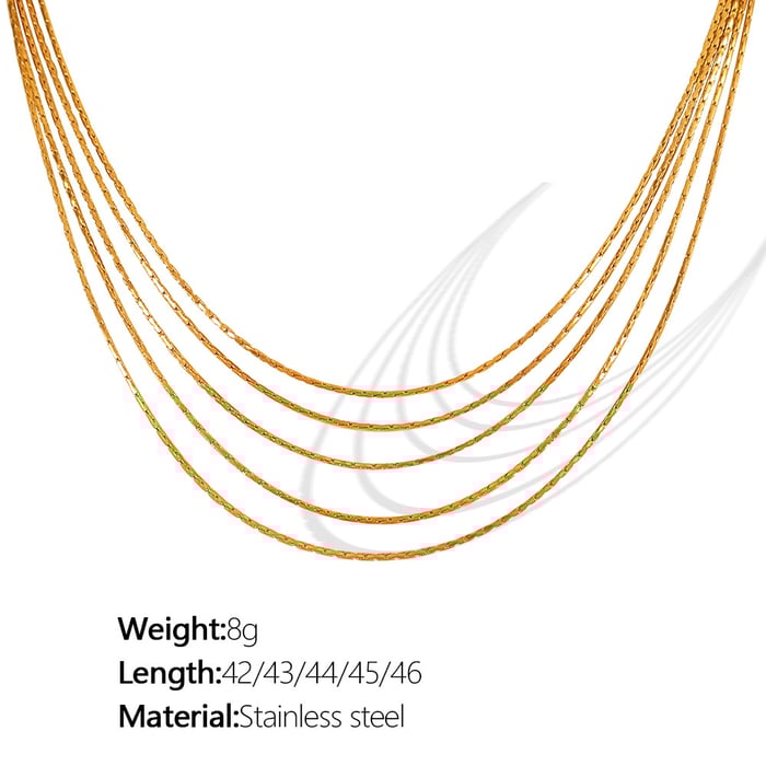 1 Stück Simple Series Einfache Quaste Edelstahl 18 Karat vergoldet Damen Layered Halsketten h5Bild2