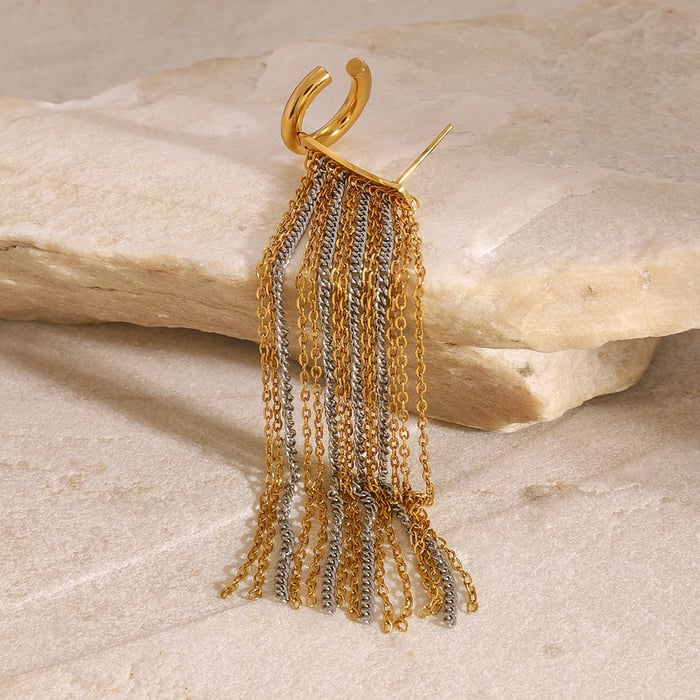 1 pair classic series elegant tassel stainless steel  gold plated women stud earrings