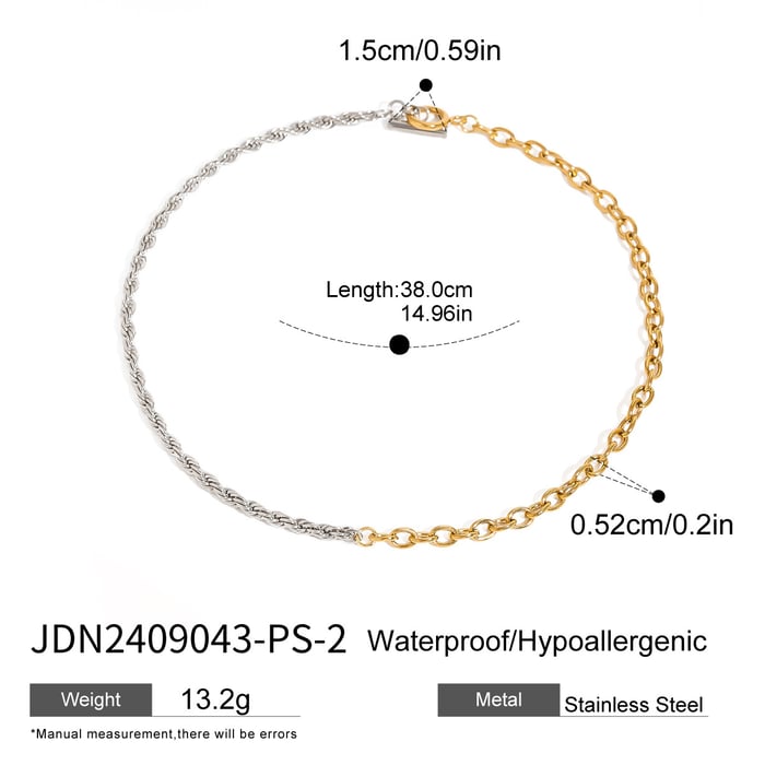 1 piece simple series daily geometric stainless steel  gold plated women chain necklaces h5Picture2